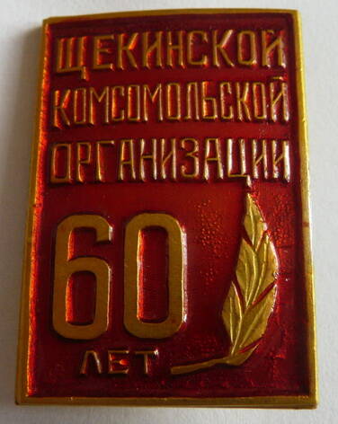 Значок Щекинской комсомольской организации 60 лет