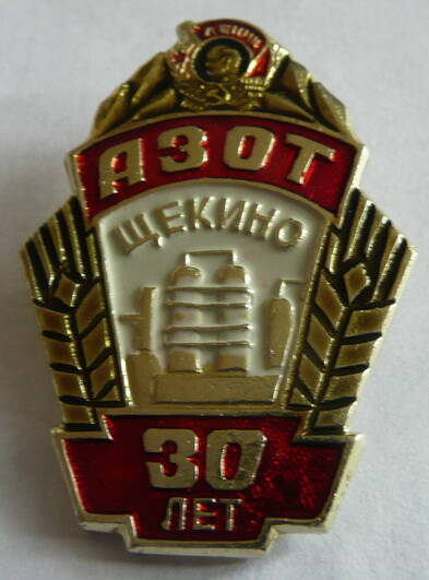 Значок Азот Щекино 30 лет - выпущен к 30-летию Щекинского производственного объединения Азот