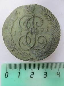Монета 5 копеек. АМ, 1791 г. Екатерина II