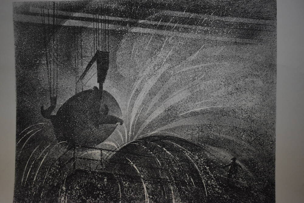 Литография из серии Северная магнитка, Ковш и миксер 1980 г. Ветрогонский В.А..