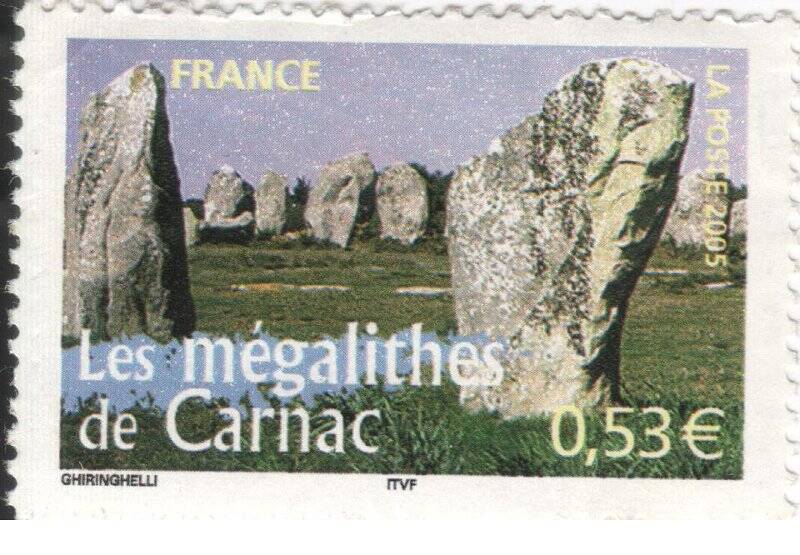 Марка почтовая. 0,53 евро. FRANCE. Les megalithes de Carnac.