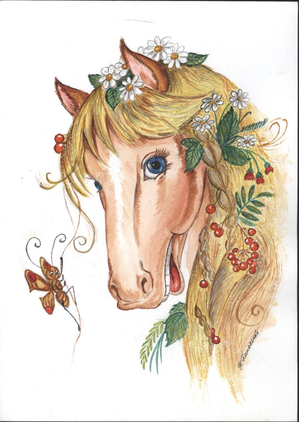 Эскиз к почтовой открытке «Лошадка»