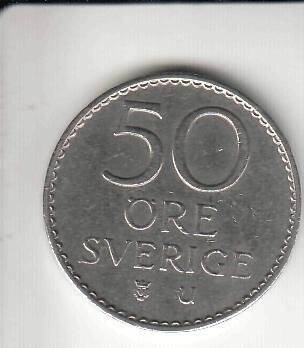 Монета достоинством 50 (пятьдесят) эре (Швеция)