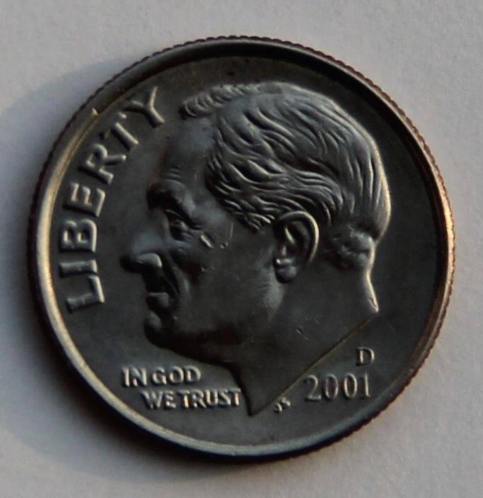 Монета. Монета  Банка Соединенных Штатов Америки 1 дайм (10 центов) 2001г.