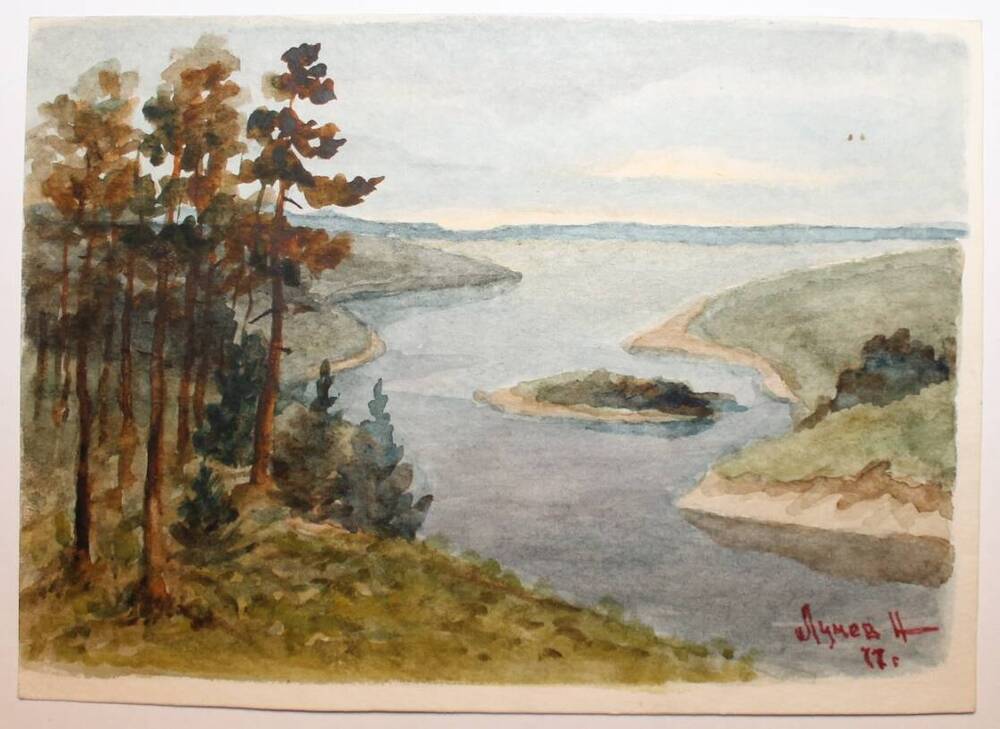 Этюд Островок на реке, автор Н.А. Лунев