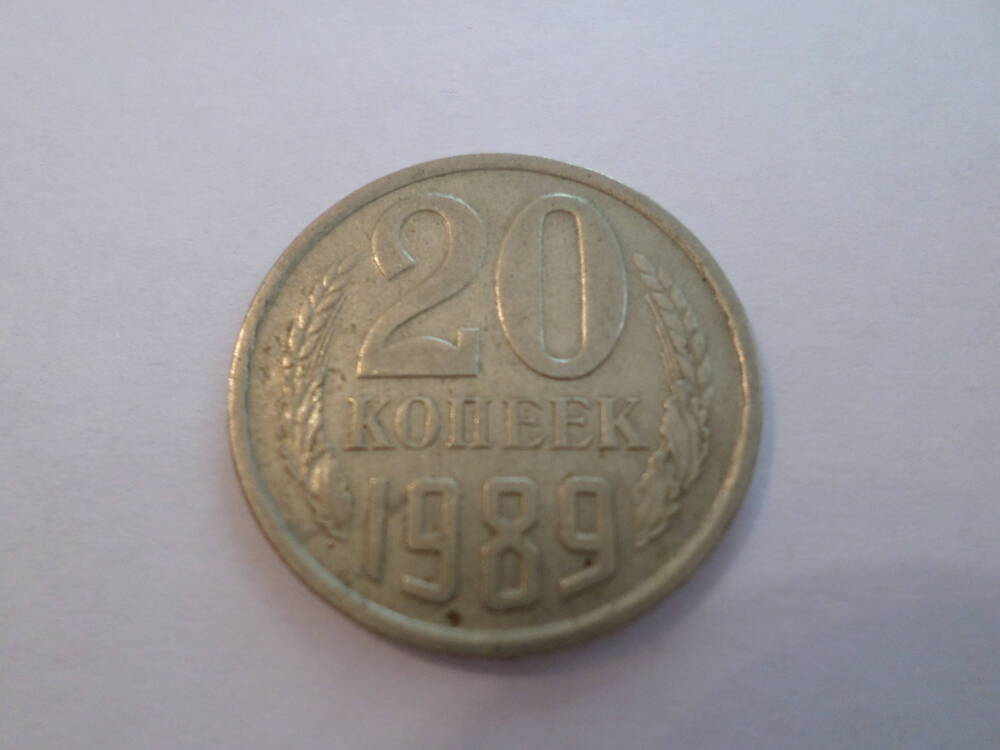 Монета 20 копеек 1989 года.