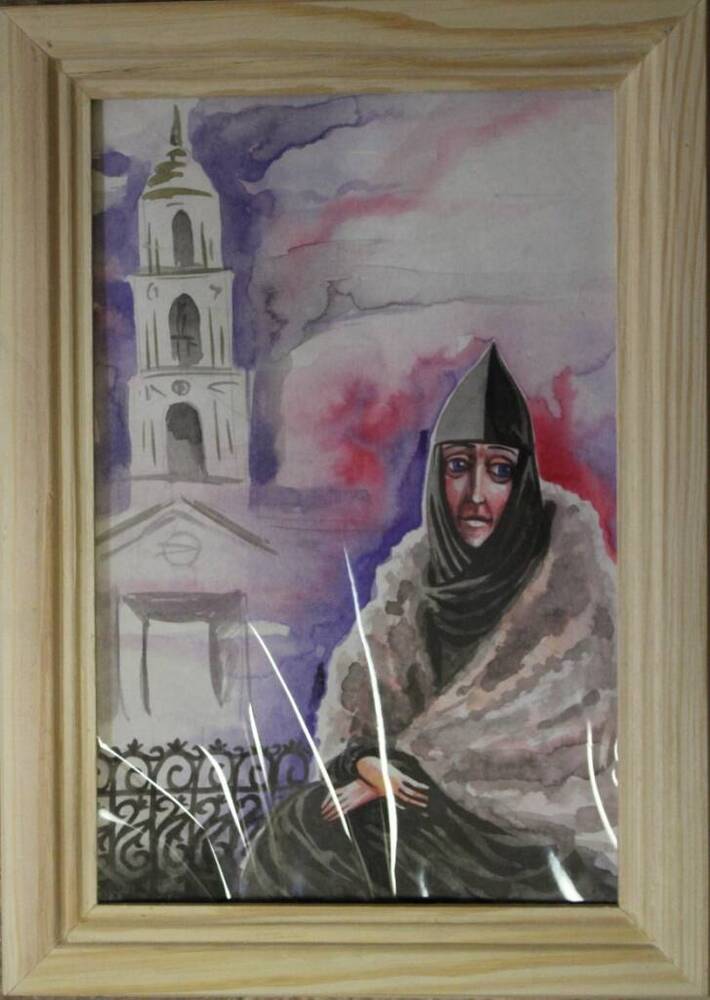 Эскиз Дивеевская монахиня (на фоне колокольни)