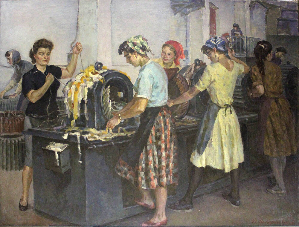 Картина «На заводе Ильича (укладчицы статоров)»