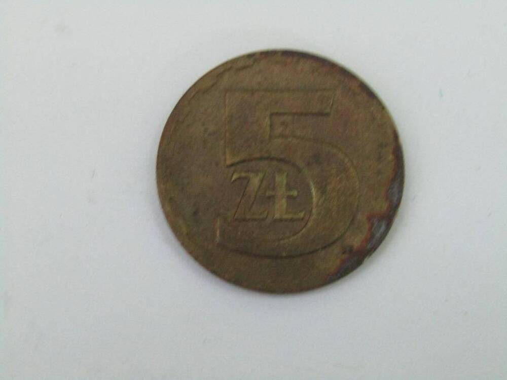 Монета. 5 злотых. Польша