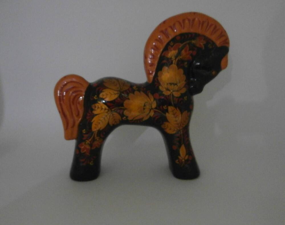 Игрушка «Конь с цветочной хохломской ковернинской росписью»