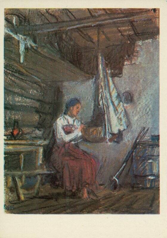 Открытка из комплекта «Н.А. Некрасов в иллюстрациях Д. Шмаринова».
