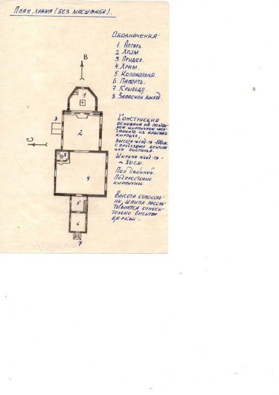 Чертеж (план) храма (без масштаба)
