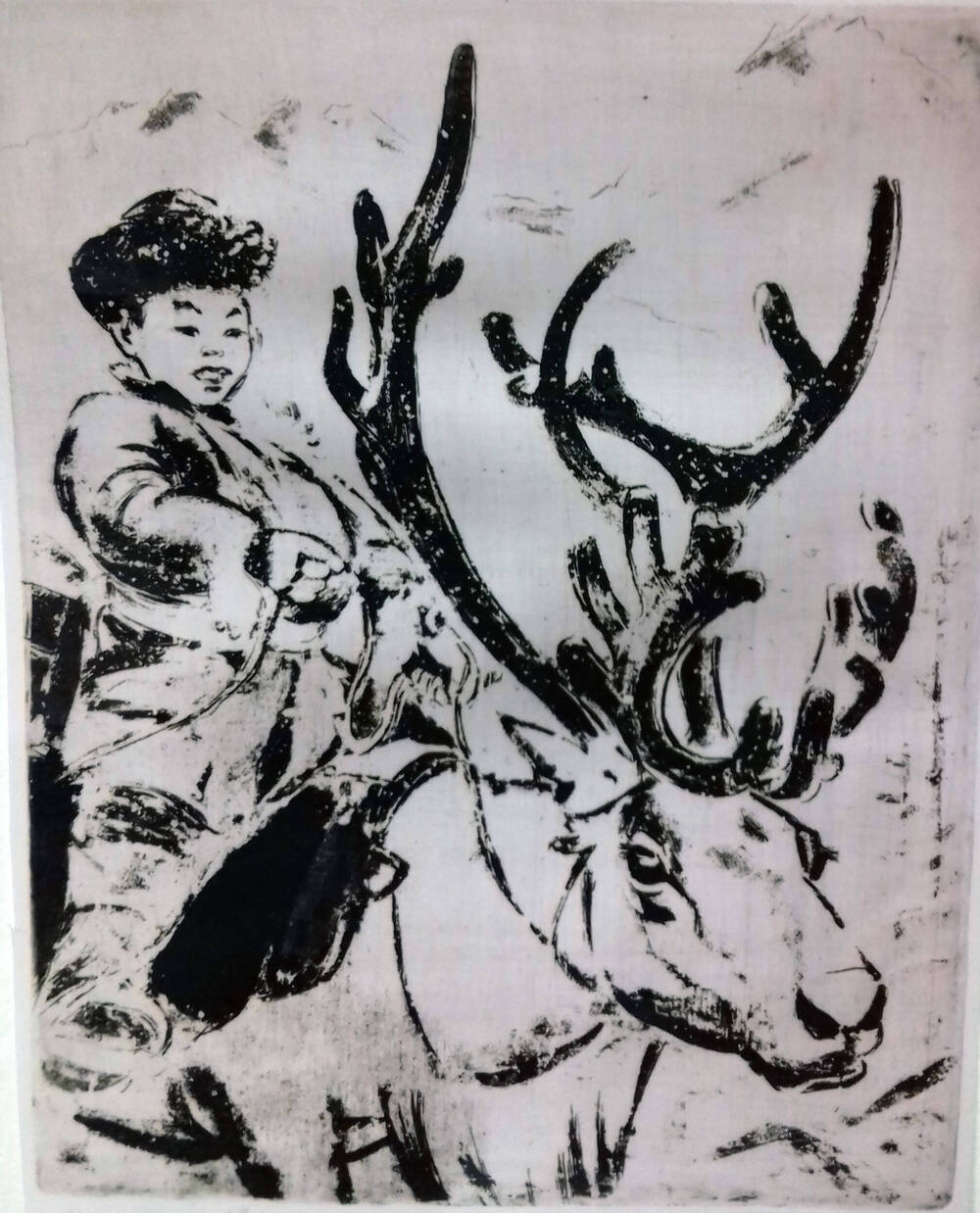 Картина Мальчик тувинец на олене