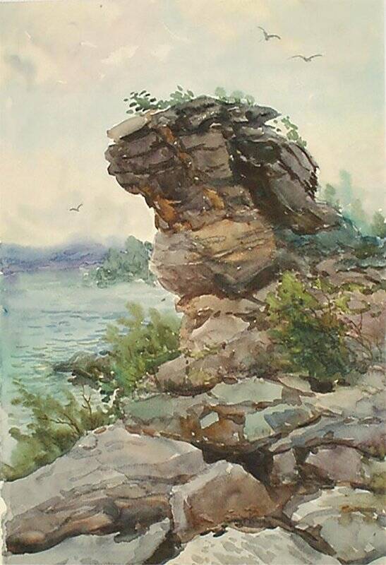 Скала на озере Аргази. картина