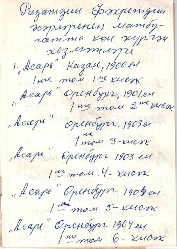 Рукопись Фархутдинова Самдуна