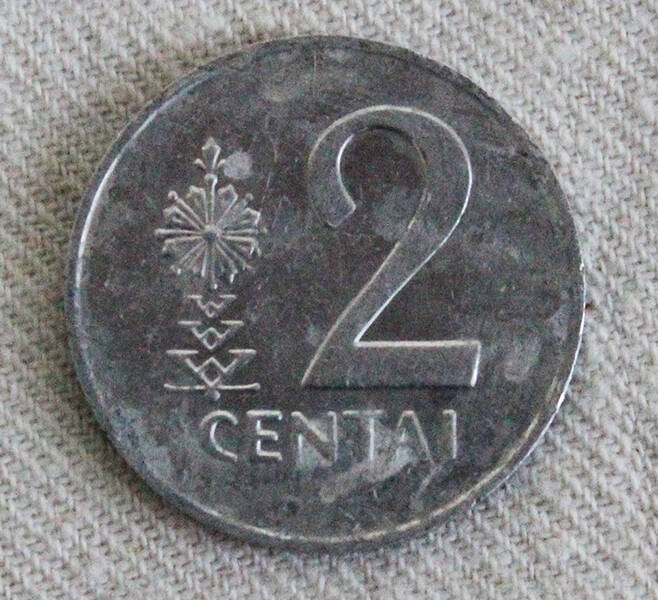 Монета 2 цента, 1991г., Литва.
