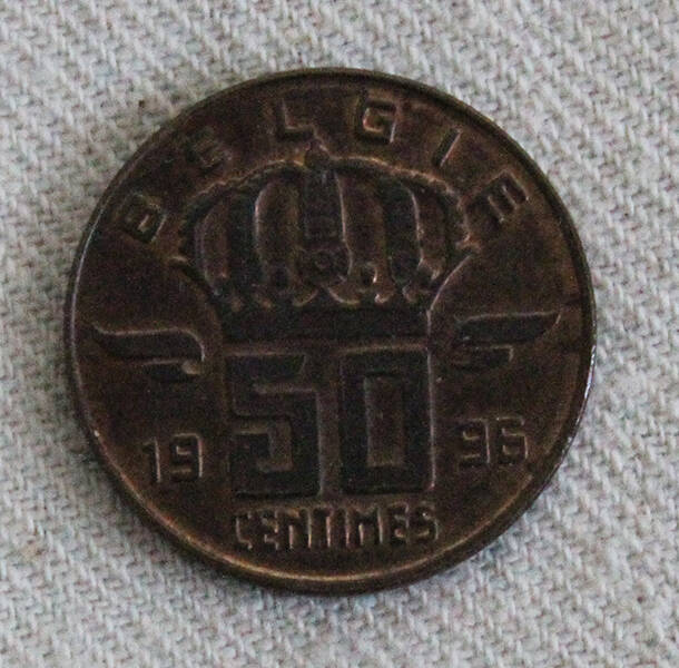 Монета 50 сантимов, 1996г., Бельгия.
