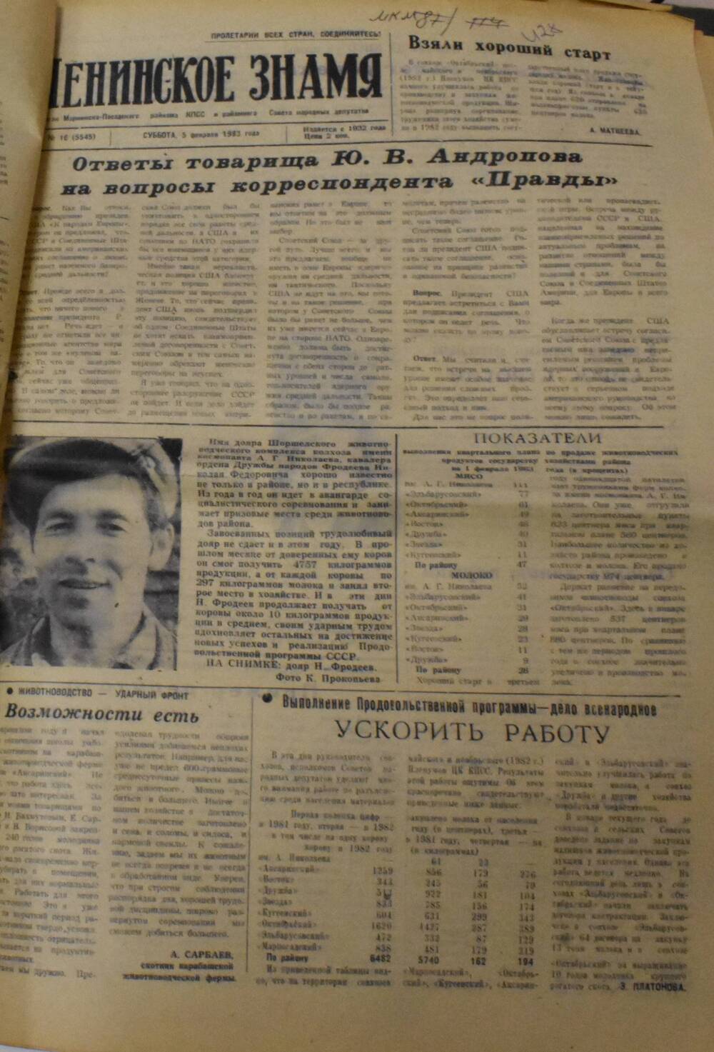 Газета Ленинское знамя № 16 от 5 февраля 1983