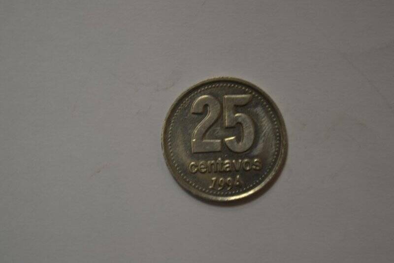 Монета. Монета 25 centavos.