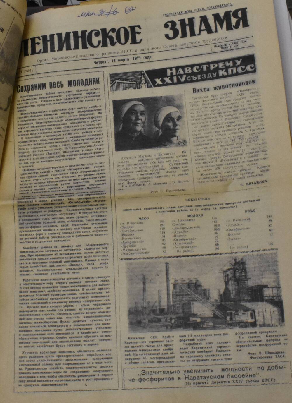 Газета Ленинское знамя № 33 от 18 марта 1971