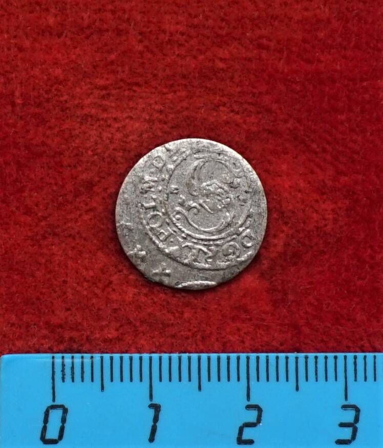 Монета. Солид рижский, 1621 г. (Сигизмунд III Ваза (1587-1632 гг.). Из монетного клада замка Прейсиш-Эйлау.