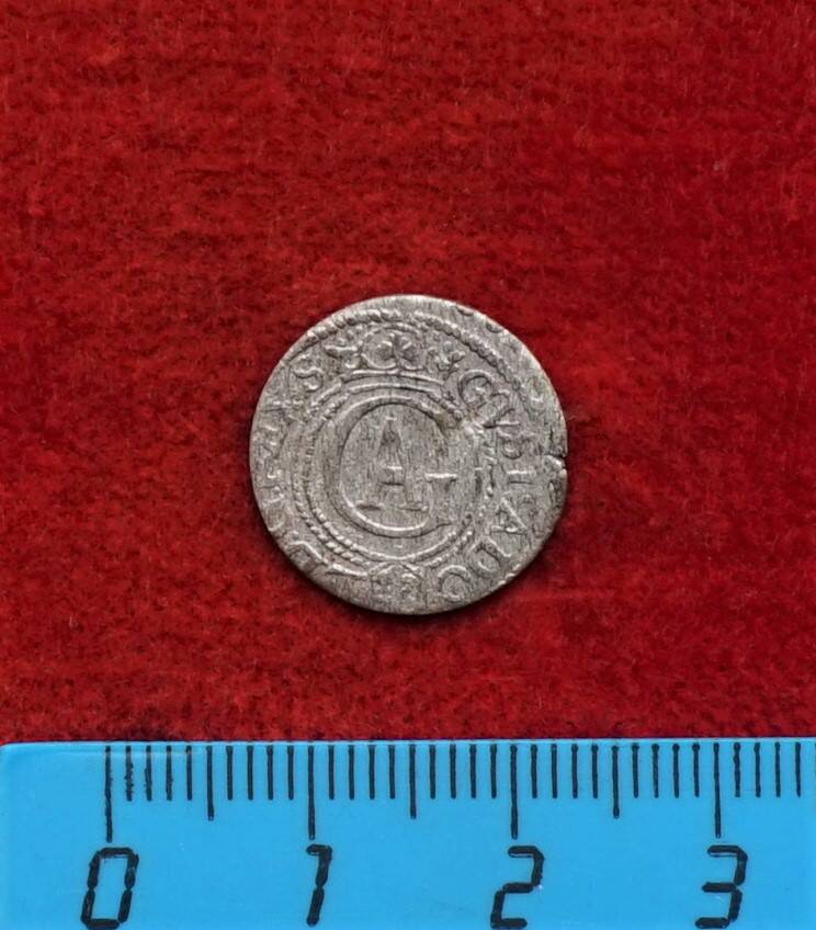 Монета. Солид рижский, 1626 г. (Густав II Адольф Ваза (1611-1632 гг.). Из монетного клада замка Прейсиш-Эйлау.