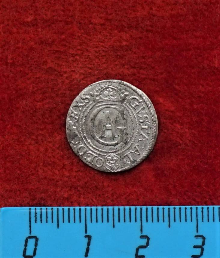 Монета. Солид рижский, 1624 г. (Густав II Адольф Ваза (1611-1632 гг.). Из монетного клада замка Прейсиш-Эйлау.