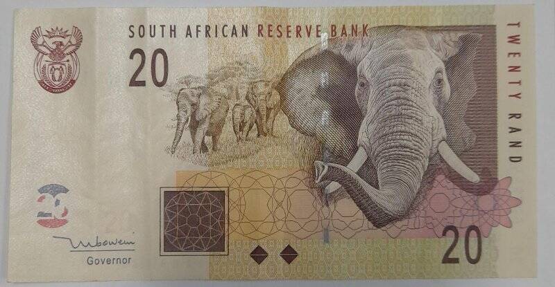 Денежный знак ЮАР (современный)- 20 рэндов. Южно Африканская Республика
