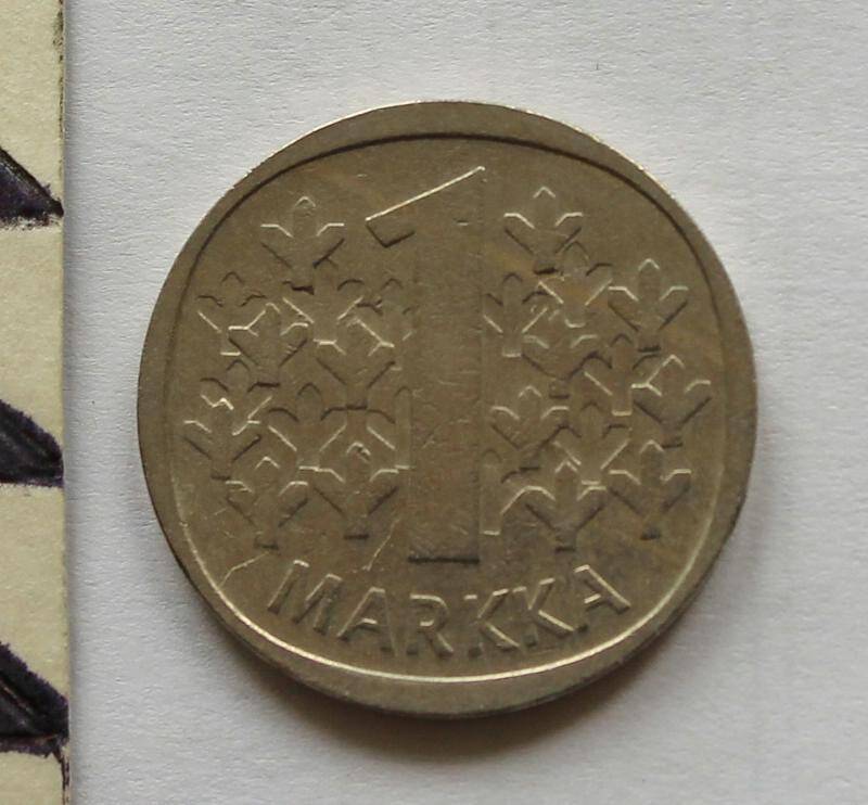 Монета. 1 марка. Финляндия