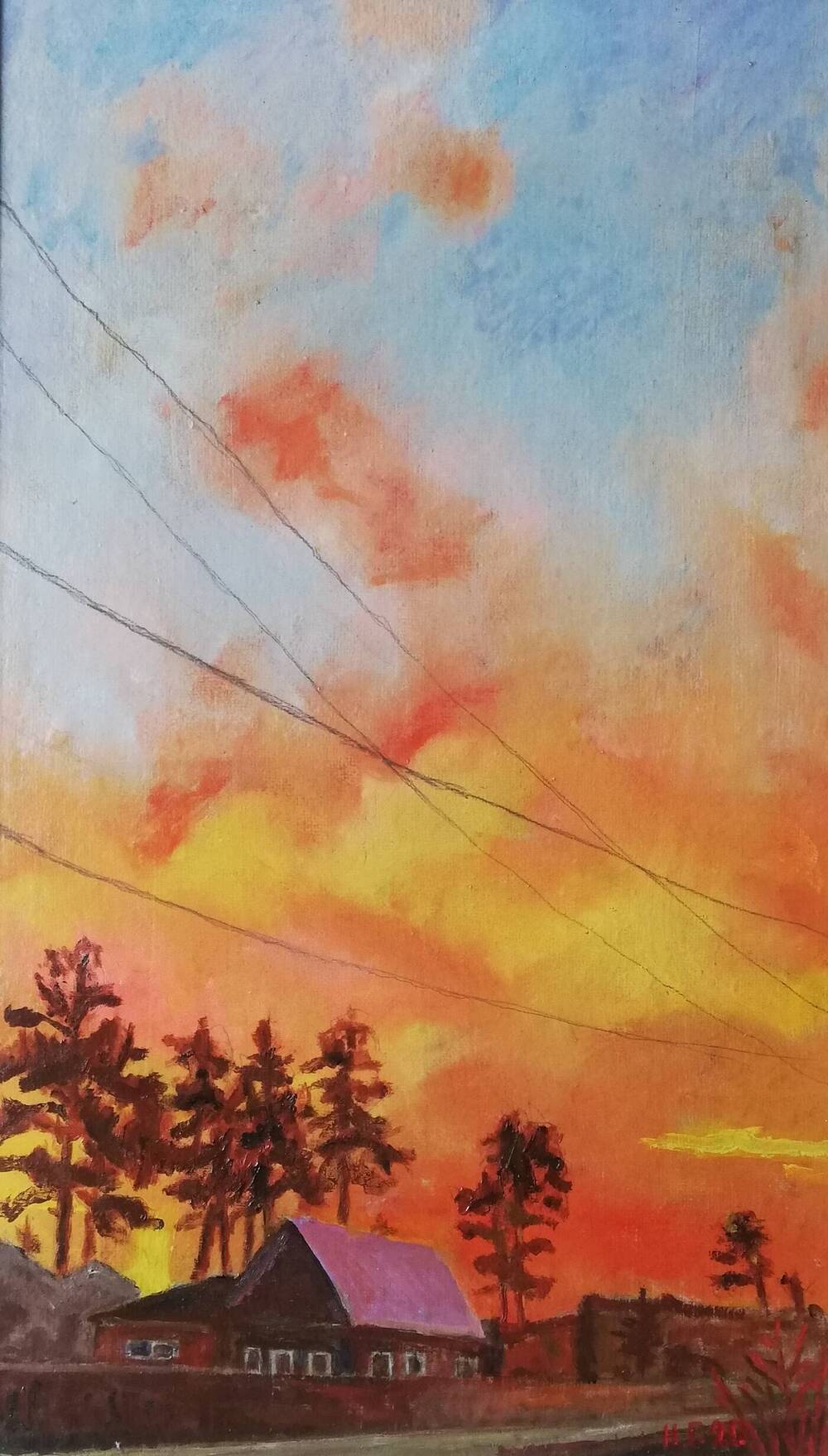 Картина «Оранжевый закат», автор Наталья Гуфа