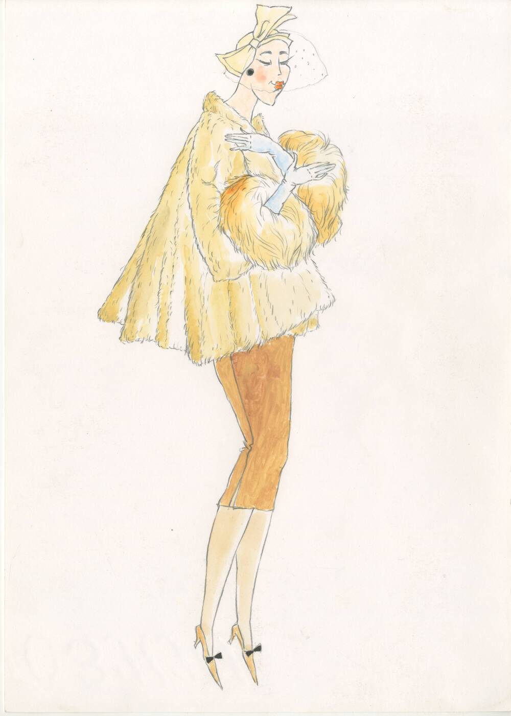 Эскиз  женского костюма к спектаклю по пьесе  А. Менчела Девичник над вечным покоем.