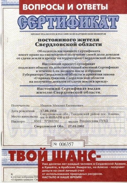Печатное издание 2003 г., из коллекции Уральский музей молодежи