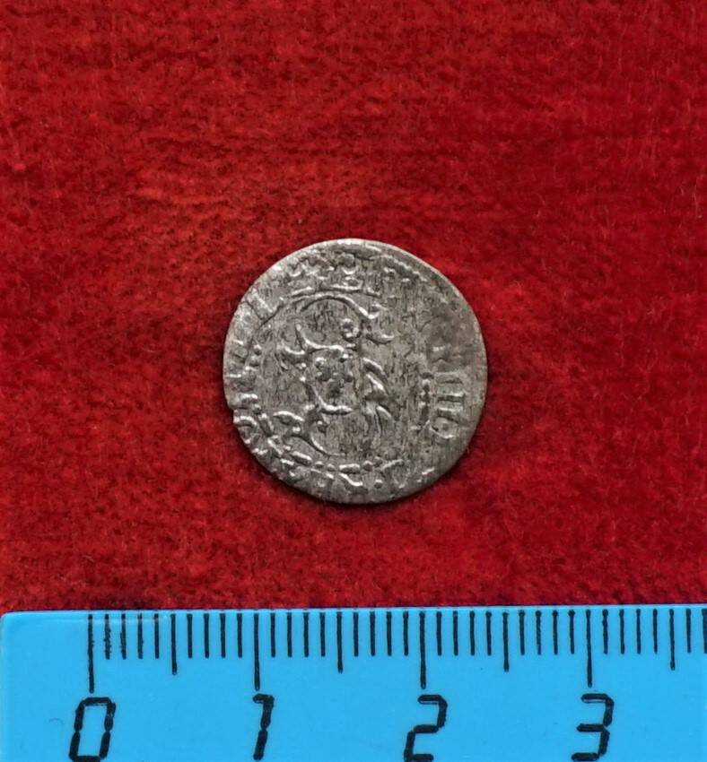 Монета. Солид рижский, 1610-20-е гг.  (Сигизмунд III Ваза (1587-1632 гг.). Из монетного клада замка Прейсиш-Эйлау.