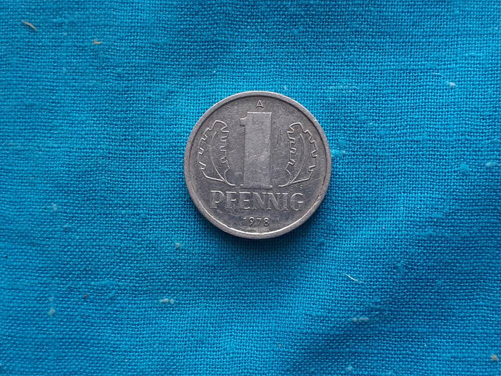 Монета 1 PFENNIG 1978 г. ГДР