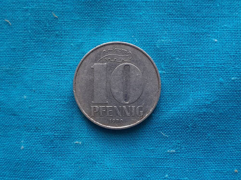 Монета 10 PFENNIG 1970 г. ГДР