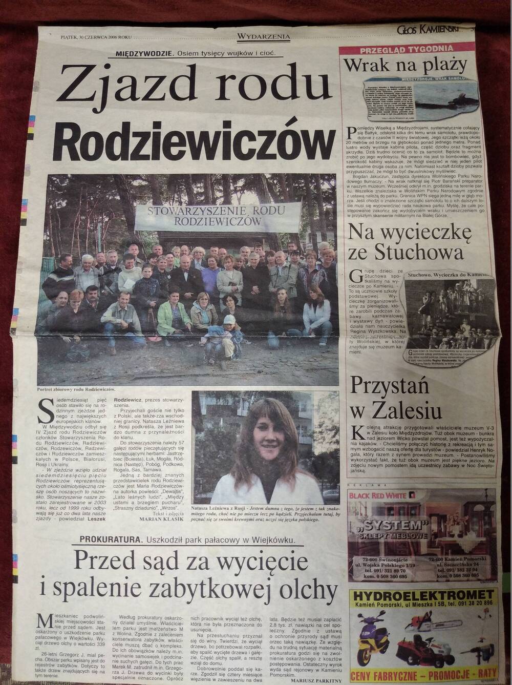 Газета «Glos Kamenski», PIATEK, 30 CZERWCA ROKU (Польша) на 2-х л.