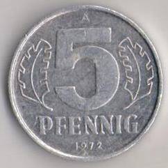 Монета Германской Демократической Республики 5 пфенниг