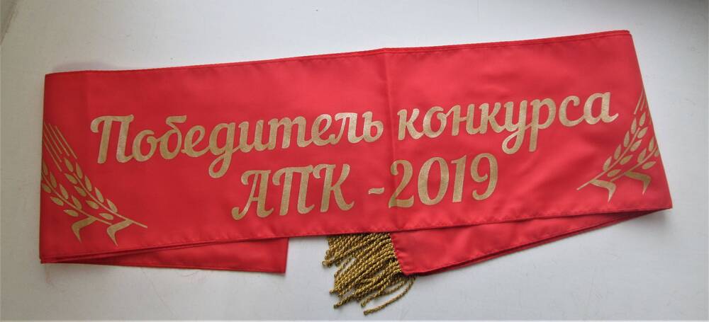 Лента Победитель конкурса АПК-2019 двойная из шёлковой ткани. 2019 год.