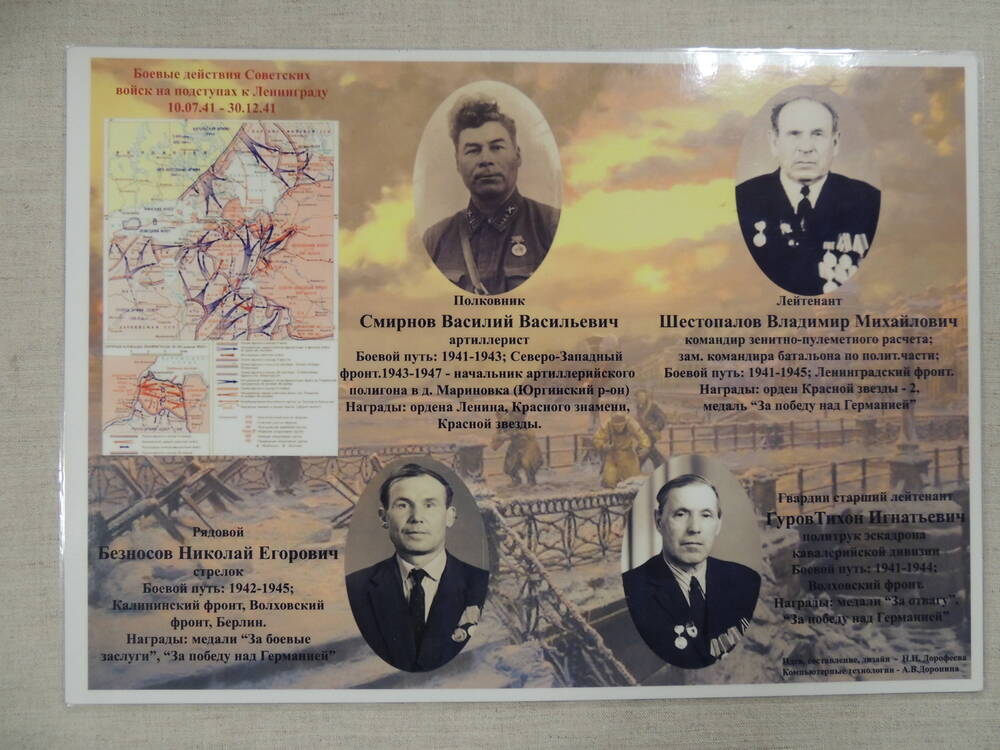 Комплект плакатов И тыл, и фронт, посвященных юргинцам, строившим завод и город в годы войны и воевавшим на разных фронтах.