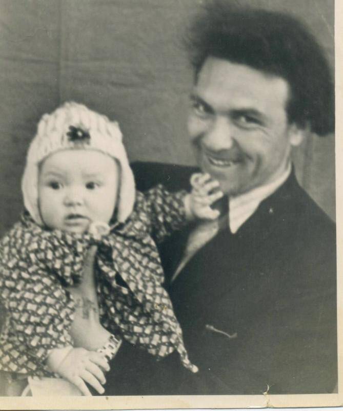 Архив поэта-земляка, журналиста Дифгата Сирая.  Фото. Д. Сирай со старшей дочерью.