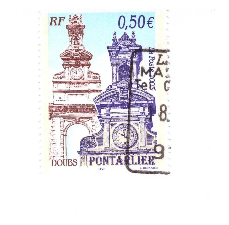 Марка почтовая. 0.50 евро. RF. DOUBS PONTARLIER.