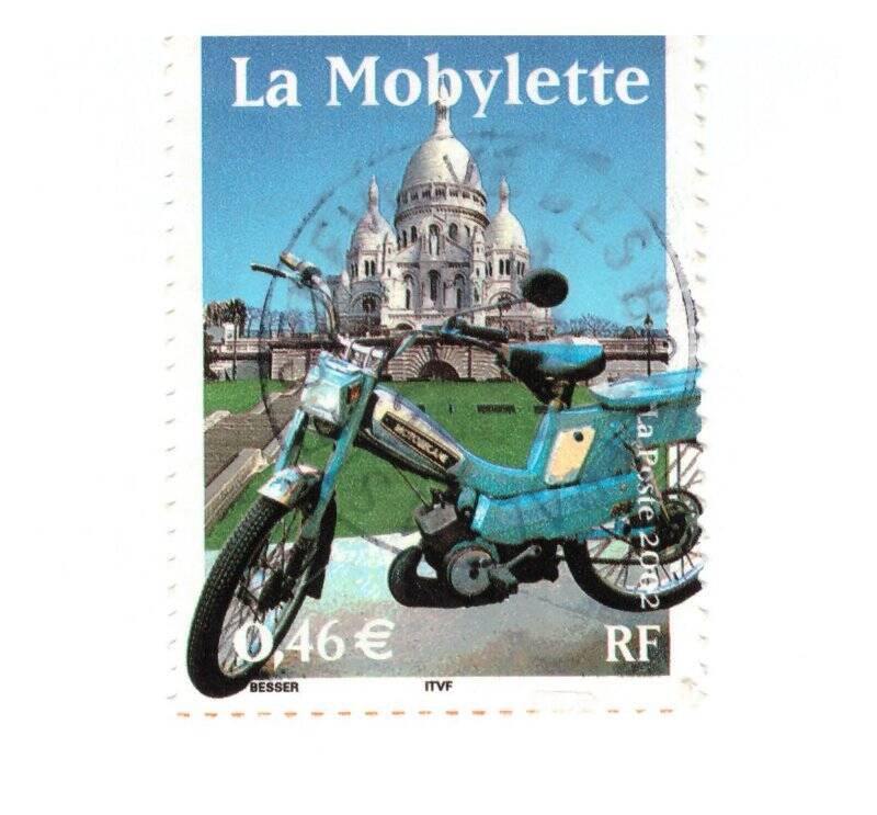  Марка почтовая.  0,46 евро. RF. La Mobylette.