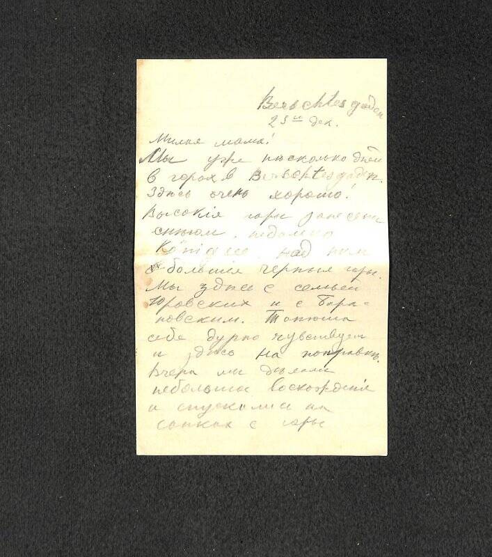 Документ. Сахарова Е.В. Письмо Н.В. Поленовой. 25 декабря 1910 г.(?)
