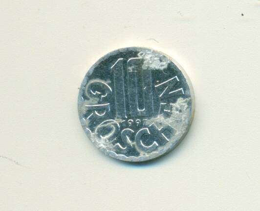 Монета.  Австрия.
 10 грошей  1997 г.