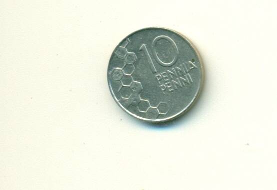 Монета. Финляндия.
 10 пенни 1990 г.