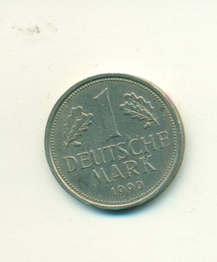 Монета. ФРГ.
 1 немецкая марка  1990 г.