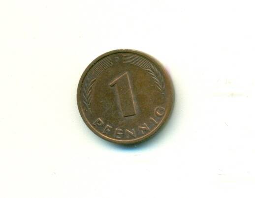 Монета. ФРГ.
 1 пфеннинг  1996 г.