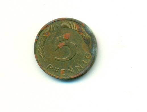 Монета. ФРГ.
 5 пфеннингов  1989 г