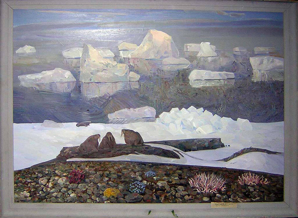 Картина Цветы и айсберг.