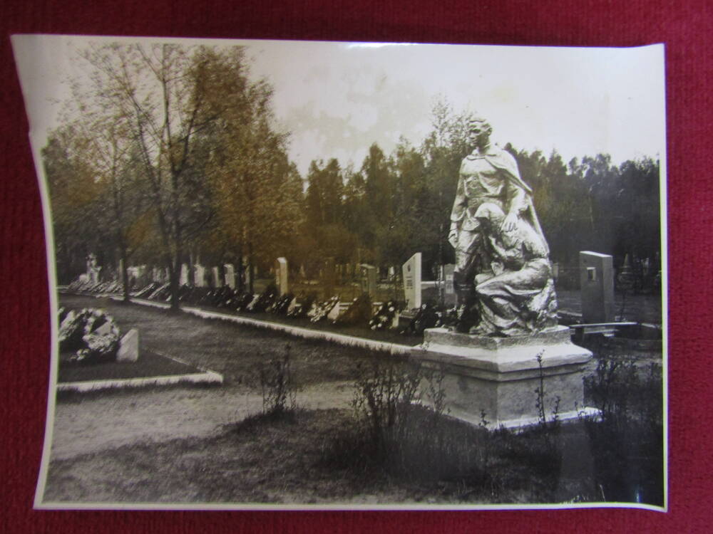 Фотография. Общий вид на памятник и городское воинское кладбище после митинга.
